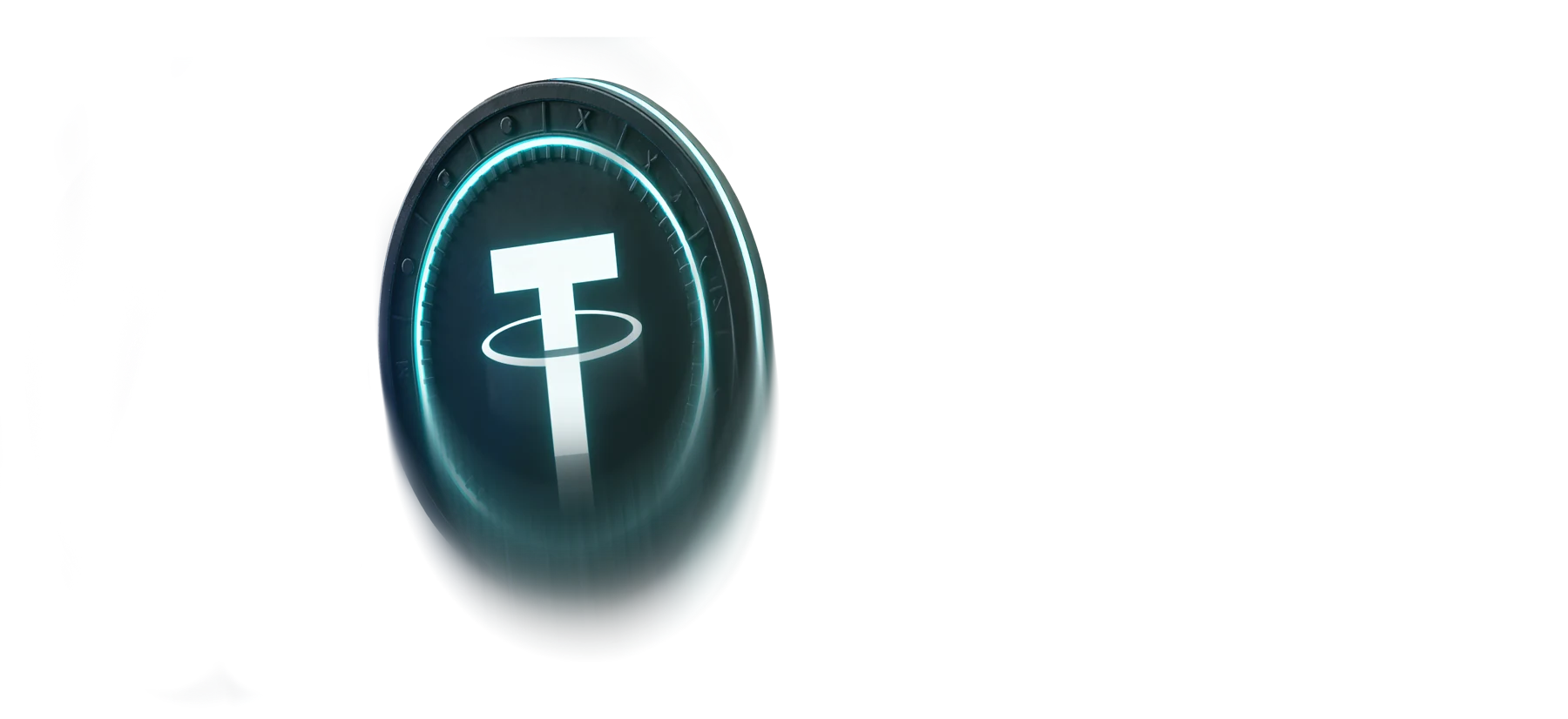 Glowing Tether coin representing USDT withdrawals